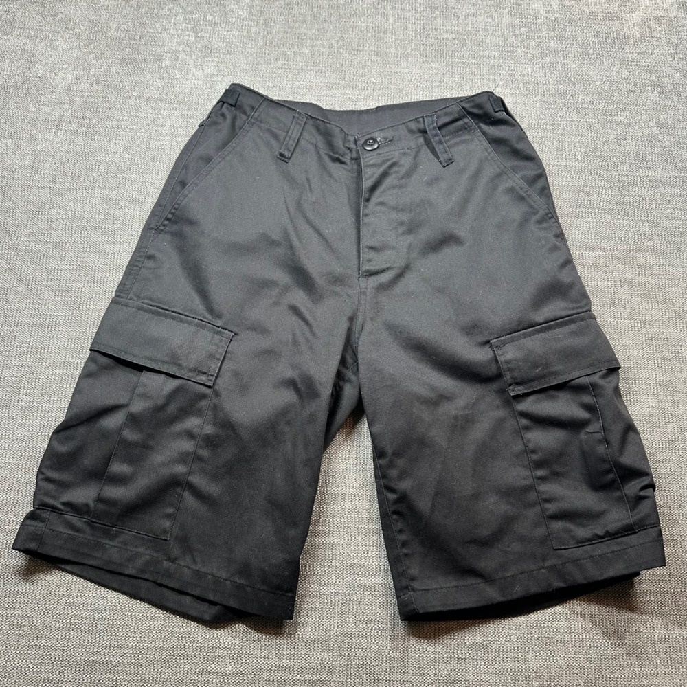 Mil- Tec  Cargo Shorts Mens Small Black  Adjustable Waist Utility Tactical